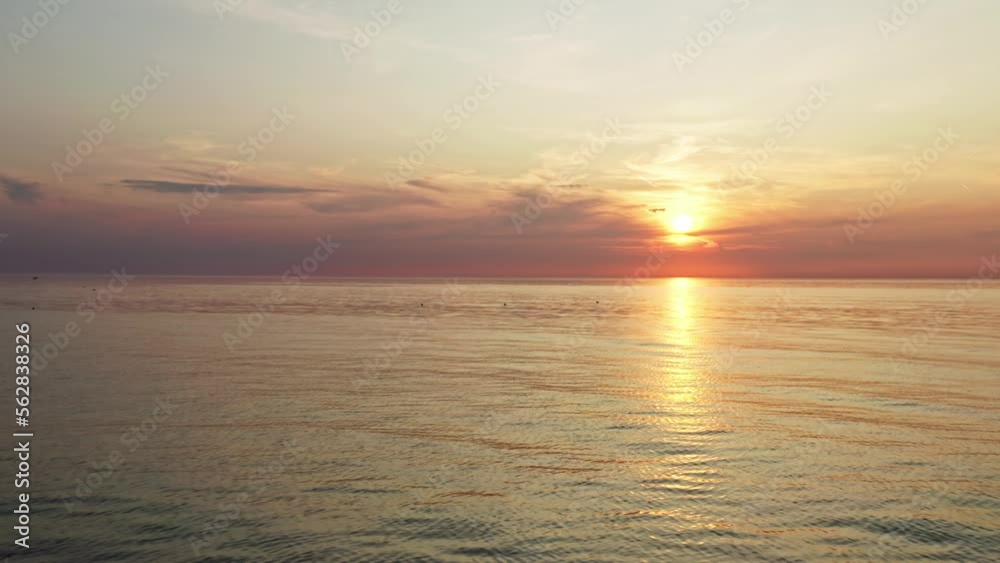 Aerial drone shot of the sunset over the Northsea, The Netherlands Aerial drone shot of the sunset over the Northsea, The Netherlands