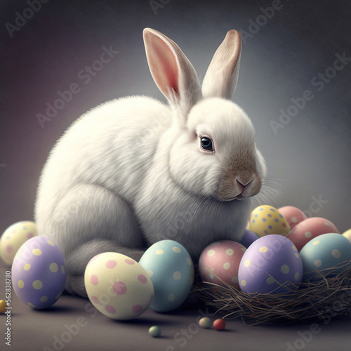 Cute rabbit  Easter Bunny. Generative AI