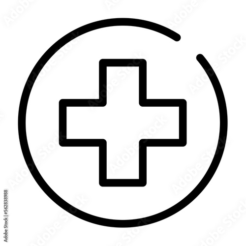 Medical cross icon outlined
