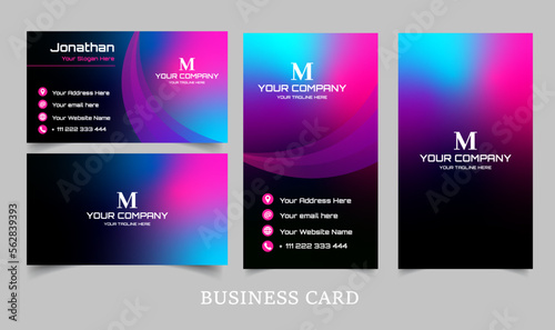 Dark modern vertical and horizontal business card template 