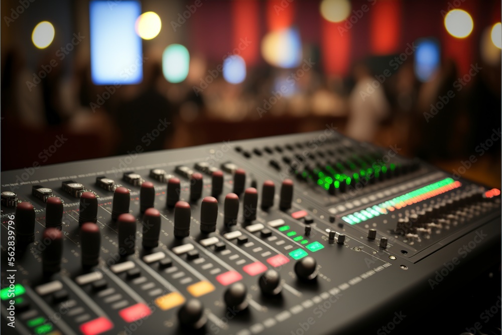 illustration of Close up of sound mixer. generative AI illustration of Close up of sound mixer. generative AI