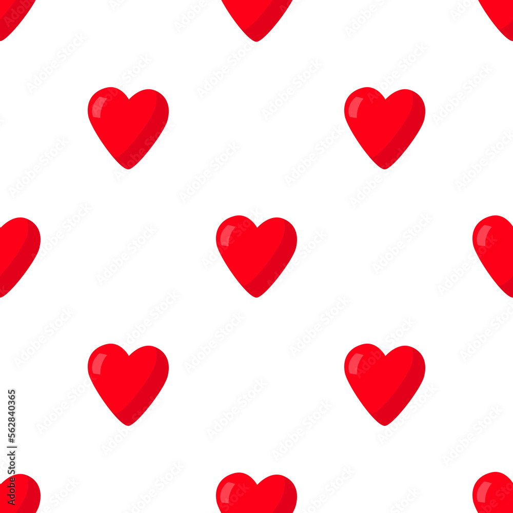 Red heart isolated on a white background. Seamless vector pattern.