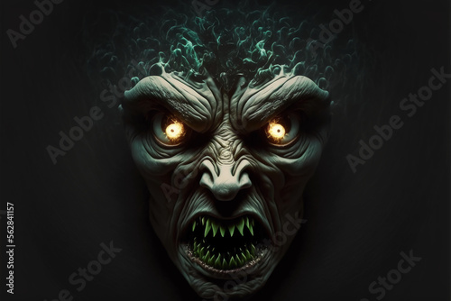 Scary face of a supernatural being. Monter, ghost. Generative AI.