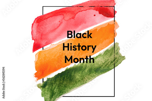 Watercolor red,orange and green stripes on white background,concept of black history month.