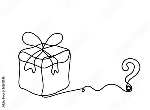 Wallpaper Mural Abstract present box and question mark as continuous line drawing on white background. Vector Torontodigital.ca