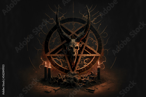Fotografiet Satanic symbol, pentagram or star