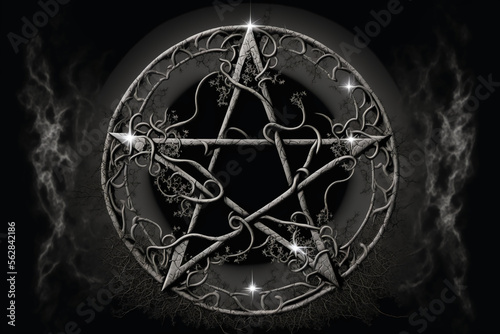 Satanic symbol, pentagram or star. Demon or devil symbol. Generative AI.