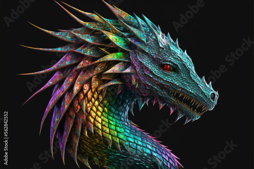 Dragon face  mythological being of various cultures of the world. Generative AI.