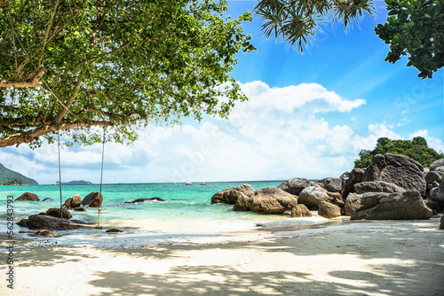 Panoramic beach paradise. Tropical summer landscape. Relax. Vacation holiday. Exotic island. © neonshot