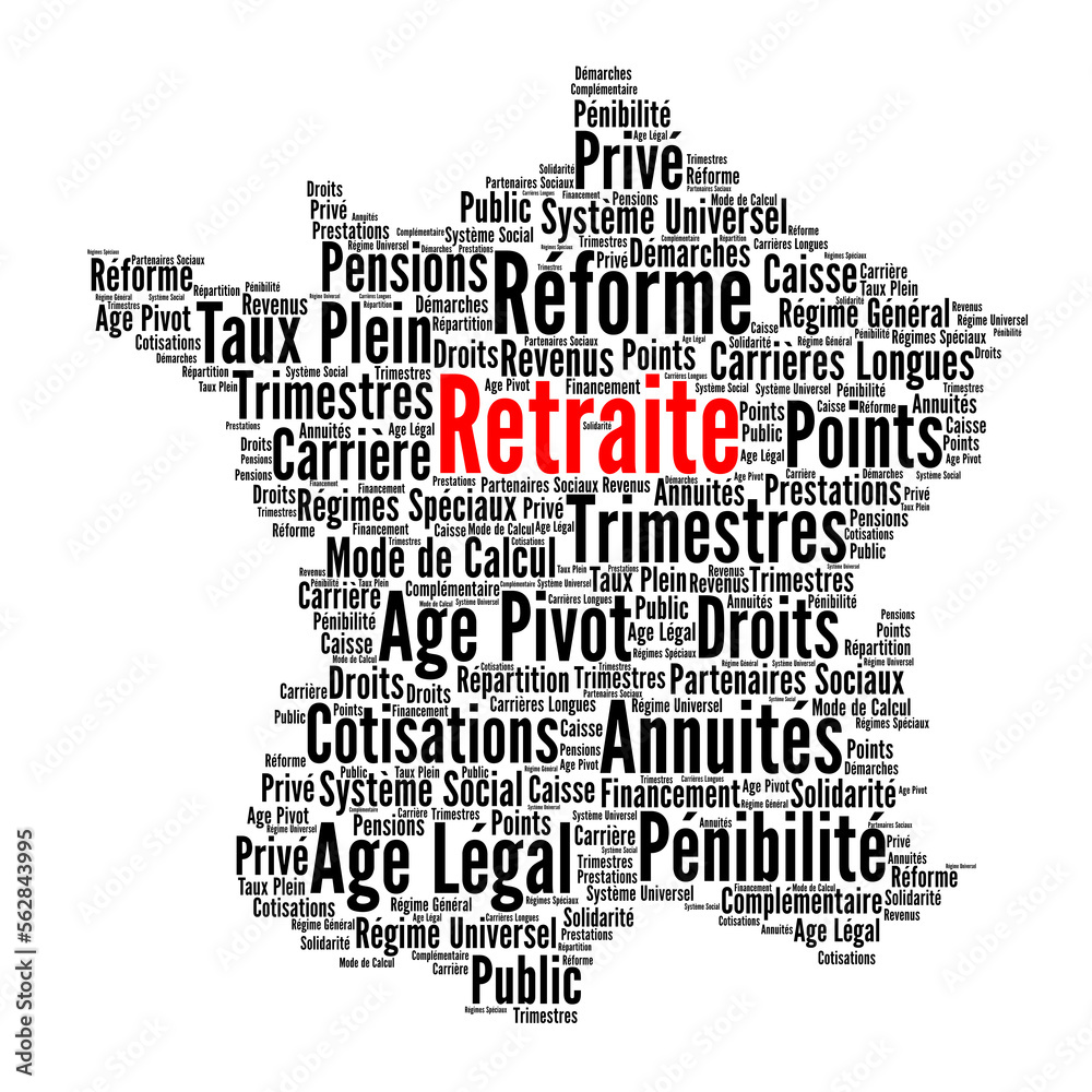 Réforme des retraites 2023 en France nuage de mots Réforme des retraites 2023 en France nuage de mots
