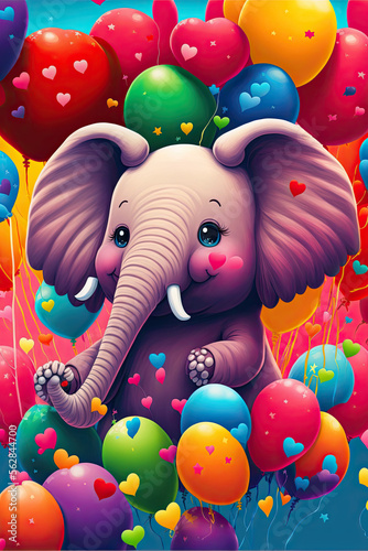 Chlidren's Party elephant rainbow Valentine photo