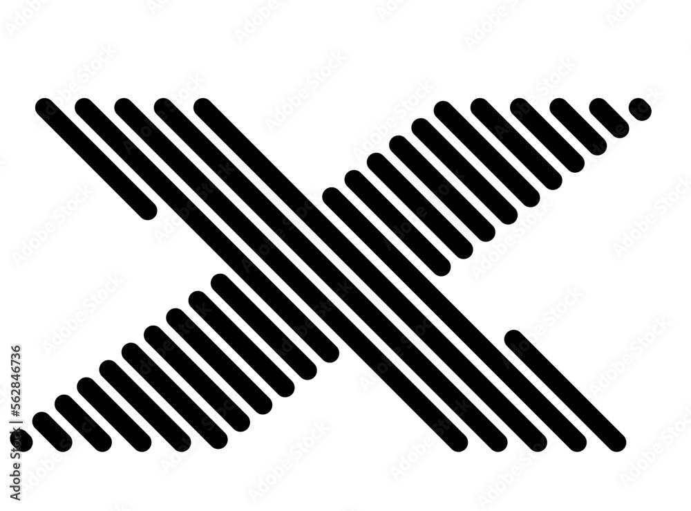Abstract vector letter X from black lines on a white background. Universal logo. Modern design element for sports cars, interior, advertising, printing, web. Trendy black and white vector background.