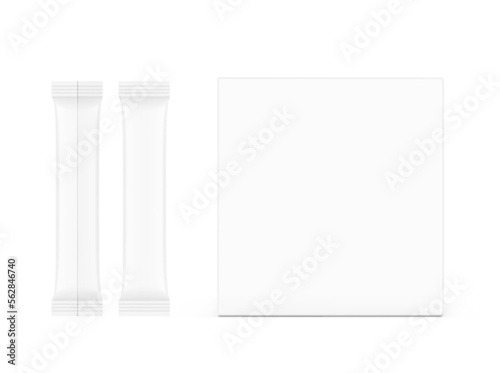 Universal blank cardboard box with stick mockup. Front view. Vector illustration isolated on white background. Can be use for food, medicine, cosmetic and etc. EPS10.