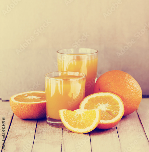 healthy fresh orange juice with oranges