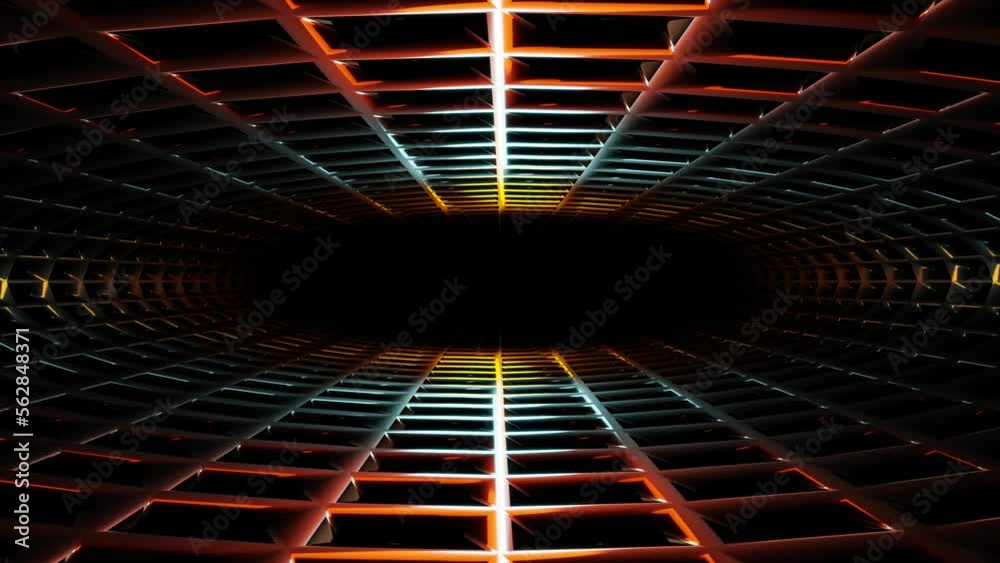 futuristic metal tunnel sci fi vj loop animation. High quality 4k footage