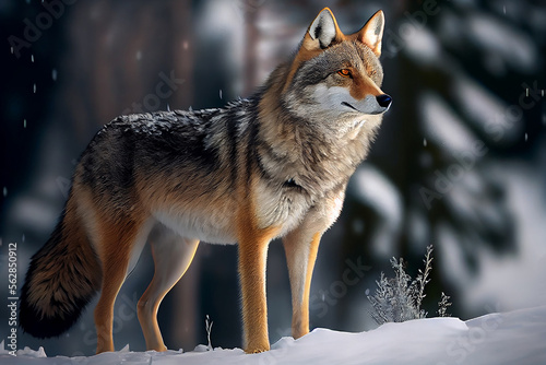 wolf in snow winter. Illustration Generative AI