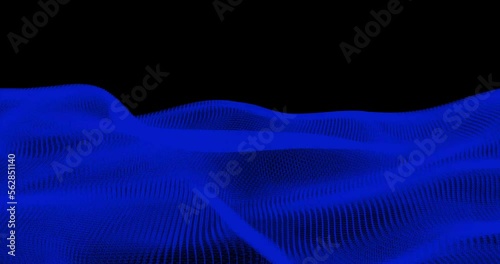Blue gradient wave pattern. Abstract motion landscape. Smooth moving glow field. Soft ocean of particles. 4K seamless loop animation.