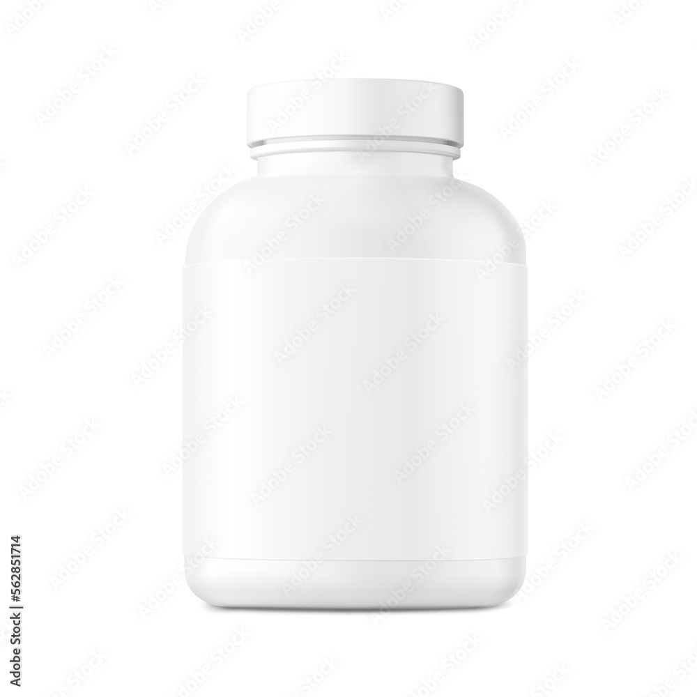 White bottle mockup isolated on white background. Can be used for medical, cosmetic, food. Vector illustration. EPS10. White bottle mockup isolated on white background. Can be used for medical, cosmetic, food. Vector illustration. EPS10.