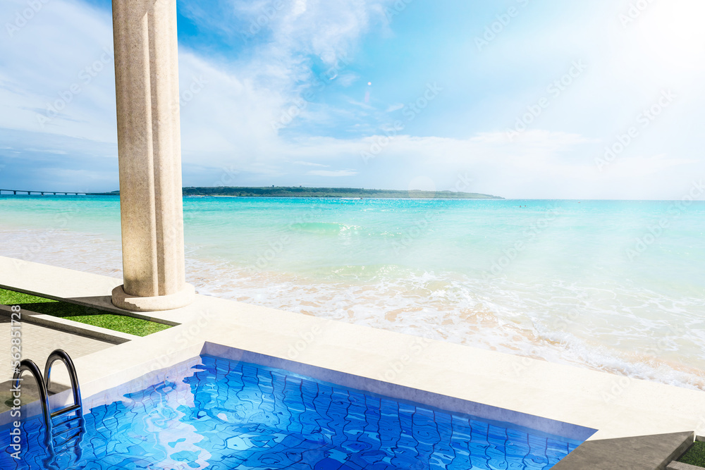 Obraz premium Seaside luxury hotel 海岸沿いのラグジュアリーホテル