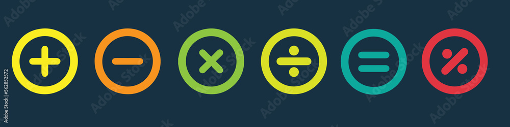 Basic mathematical symbol. Plus and minus icon set. Math symbol ...