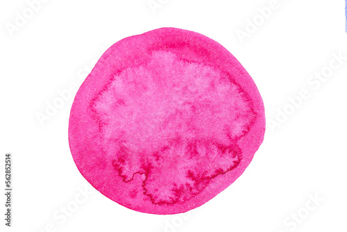 Crimson or red round spot of watercolor painting. Hand drawn water color blob for paper texture, isolated stain. Wet brush painted smudge abstract. Png