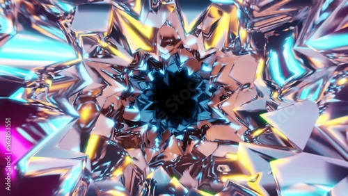 crystal diamond tunnel with sharp corners vj loop slow motion. High quality 4k footage