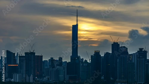 Warisan PNB118 building during sunset dawn. PNB118 is the tallest building in Asia photo