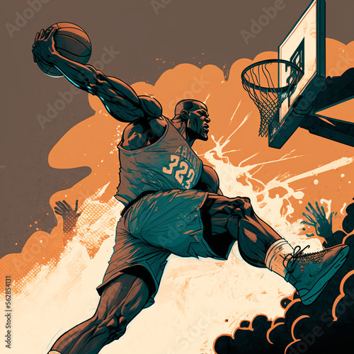 Illustration with Non-Existing Basketball Players: A Creative Series Featuring Imaginary Basketball Stars and Their Unconventional Skills (AI Generated) © Djomas