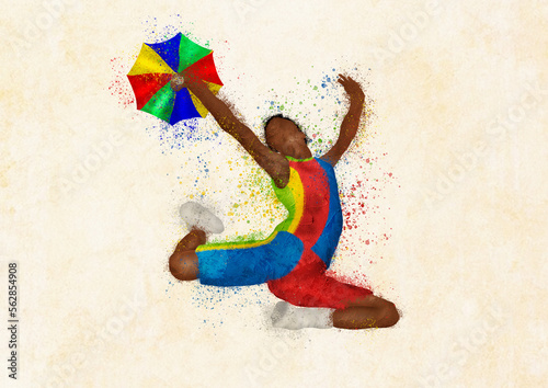 Carnaval Frevo Splash Guarda-chuva Colorido Pessoa Pulando Dançando Nordeste Pernambuco photo