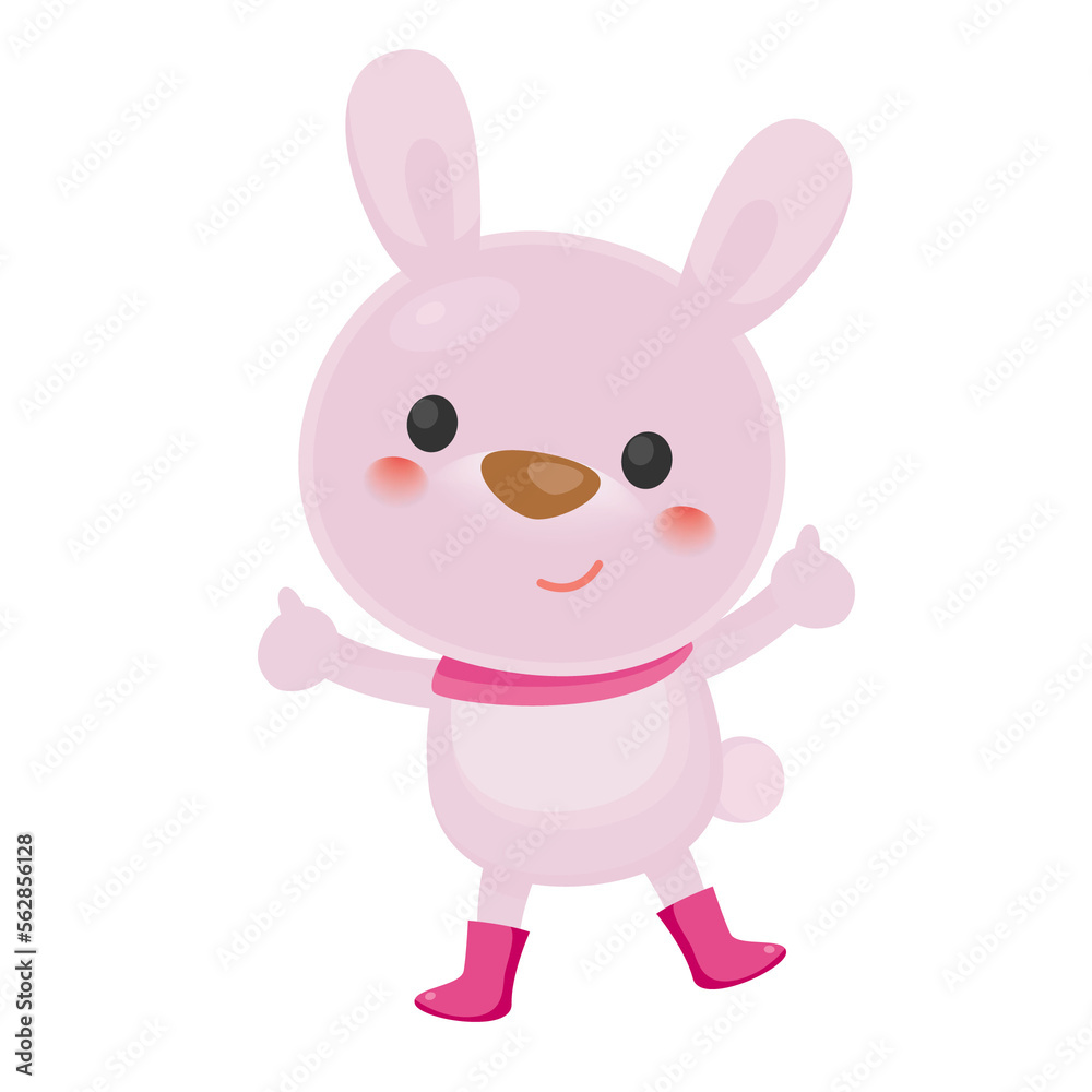 Pink rabbit wear scarf. Cute character of bunny. Pink rabbit wear scarf. Cute character of bunny.