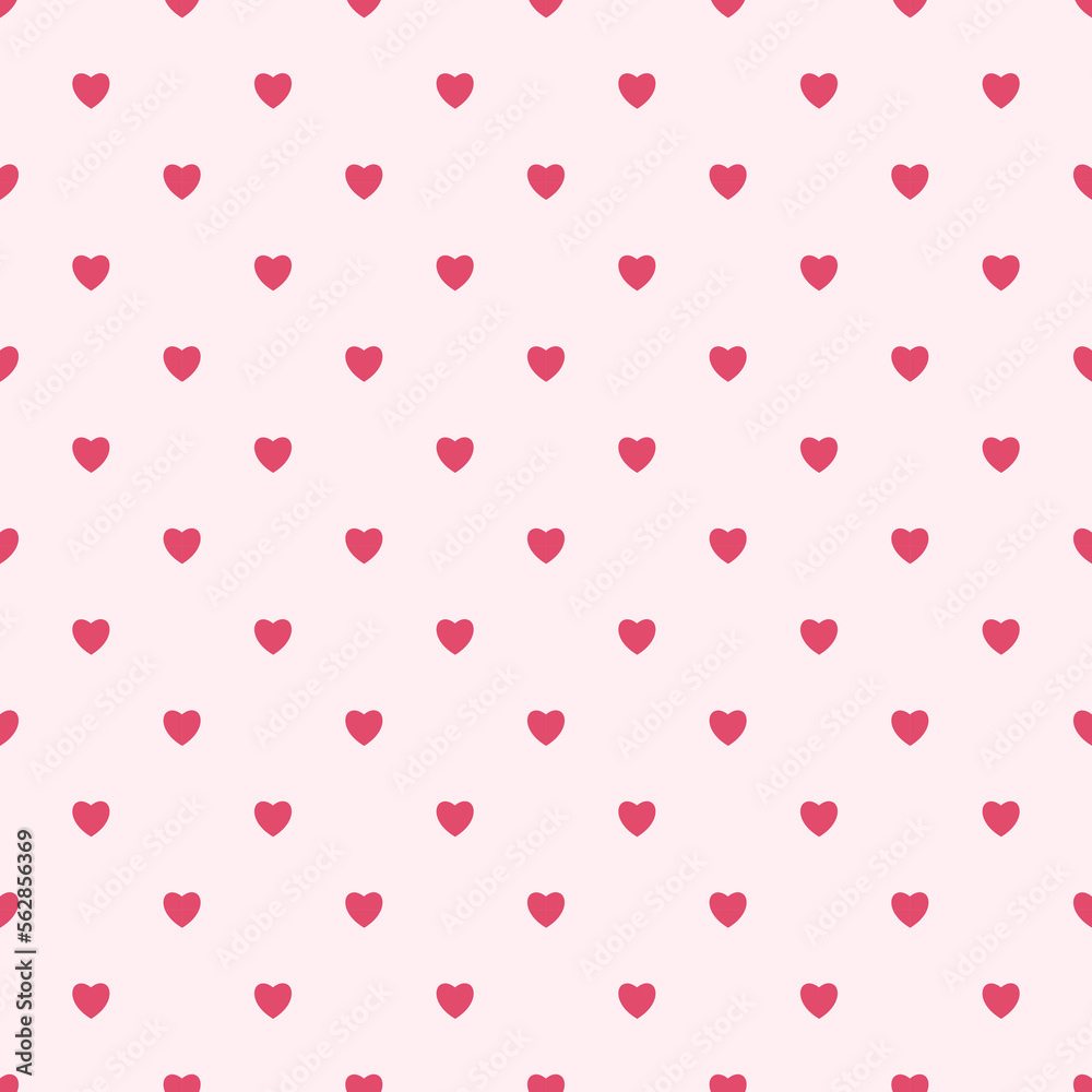 Simple heart shapes seamless pattern ina  diagonal arrangement. Love and romantic theme background. Pink vector wallpaper.