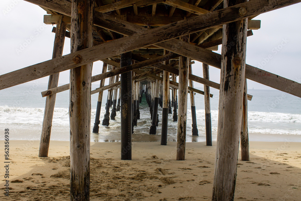 Underneath the pier at Newport Beach in Southern California
