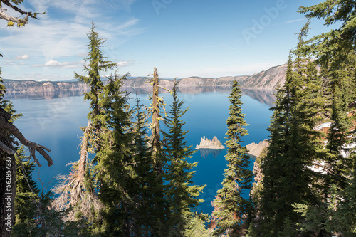 view of the Phantom Ship from Sun Notch trail, Crater Lake National Park, Oregon, USA