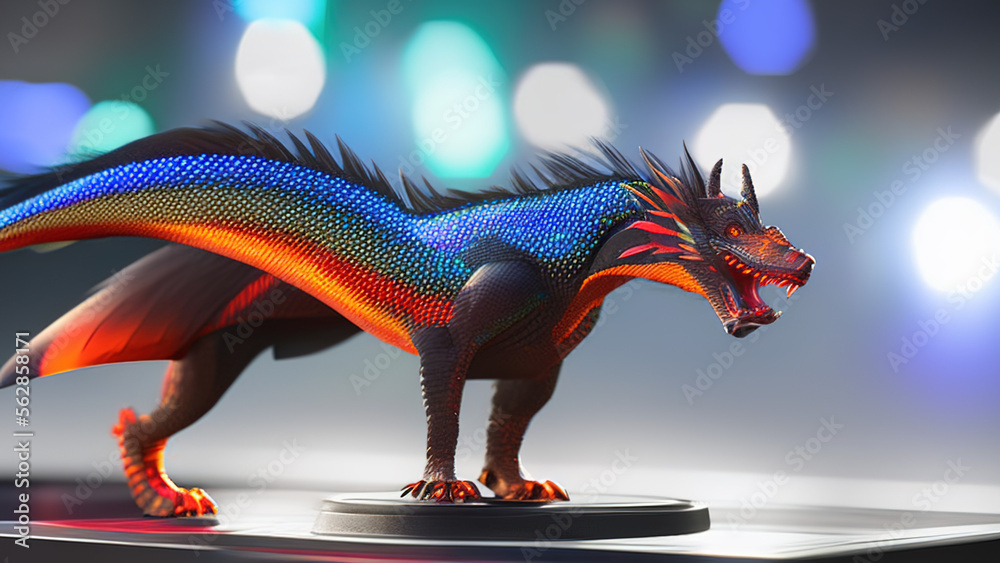 ancestral dragon, ancient, chinese new year, with neon lights, Generative AI