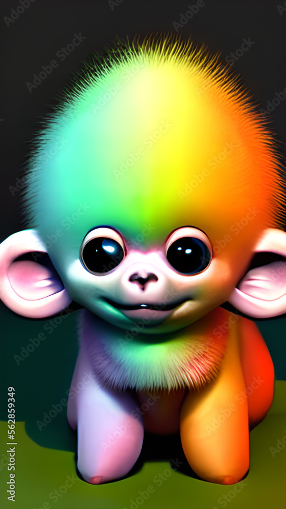 very cute fluffy rainbow monkey generative ai very cute fluffy rainbow monkey generative ai