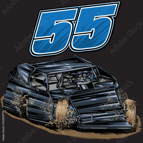 Dirt Racing Car splash, isolated on black background, for t-shirt business, digital printing, screen printing and poster