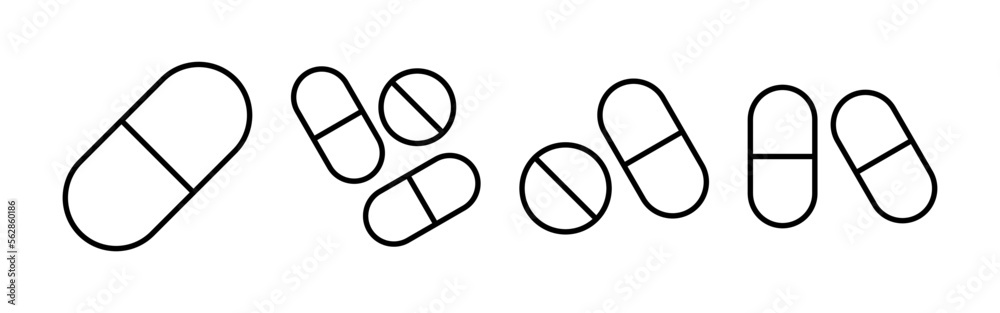 Pills icon vector for web and mobile app. capsule icon. Drug sign and symbol Pills icon vector for web and mobile app. capsule icon. Drug sign and symbol