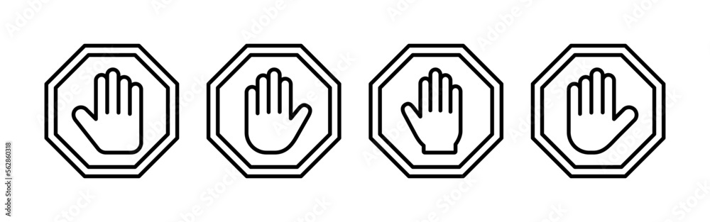 Obraz premium Stop icon vector for web and mobile app. stop road sign. hand stop sign and symbol. Do not enter stop red sign with hand