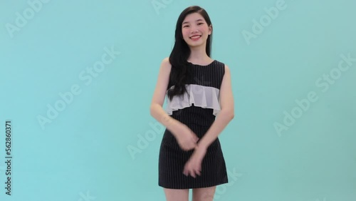 Nov 14 2021-3281 Beautiful Asian teenage woman cross arms talking confident