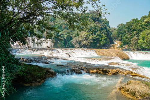 River flowing from Agua Azul falls in the Mexican jungle