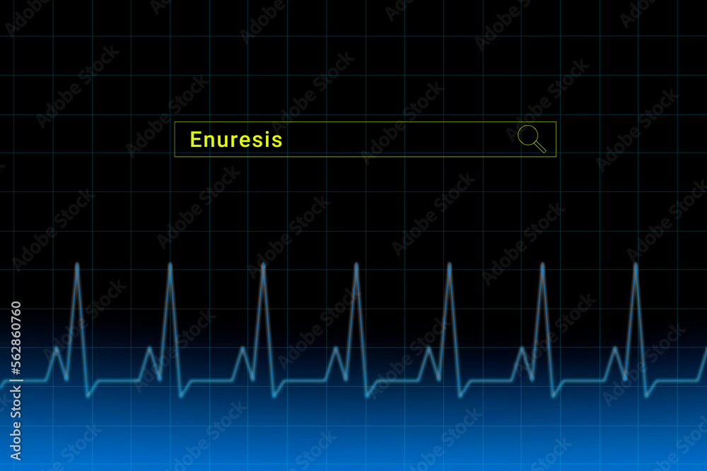 Enuresis.Enuresis inscription in search bar. Illustration with titled Enuresis . Heartbeat line as a symbol of human disease. Enuresis.Enuresis inscription in search bar. Illustration with titled Enuresis . Heartbeat line as a symbol of human disease.