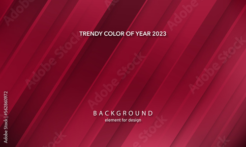 Trendy color of year 2023 - Viva Magenta. Minimal geometric abstract background. Fashion color palette sample. Bright design gradient texture. Dynamic shapes composition. Vector illustration.