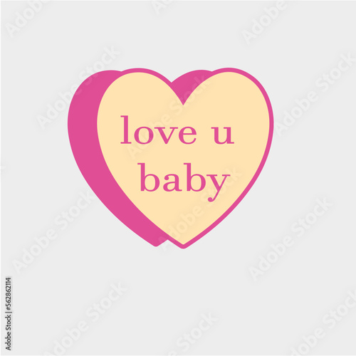 corazon con la frase "i love u baby"