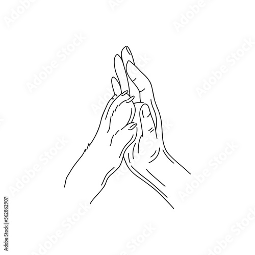 vector illustration of human hand and dog hand
