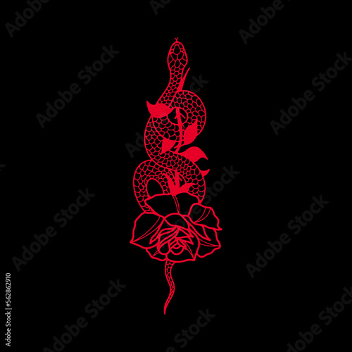 vector illustration of a snake with a rose