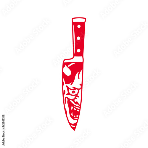 vector illustration of knife with samurai