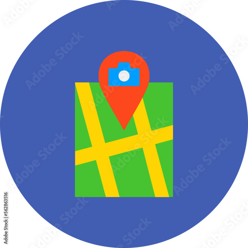 Point of Interest Multicolor Circle Flat Icon