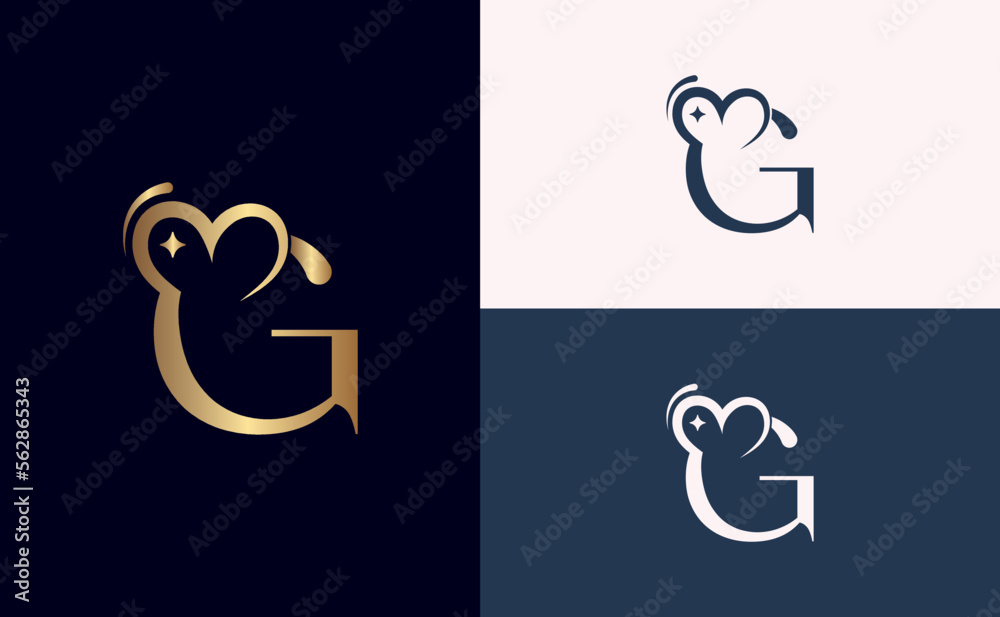 beauty logo design love spa massage letter G beauty logo design love spa massage letter G