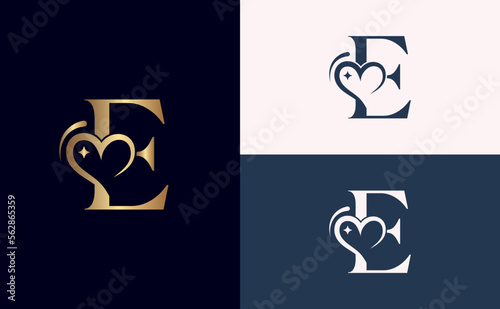 Foto beauty logo design love spa massage letter E