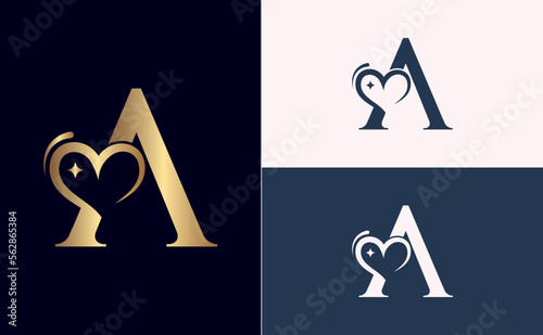 beauty logo design love spa massage letter A